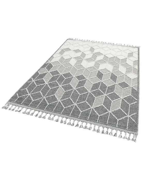 Soho Sh 03 Grey Hav Vermeyen Özel Ipler Ile Üretilen Etnik Örgü Desenlere Sahip Makine Halısı