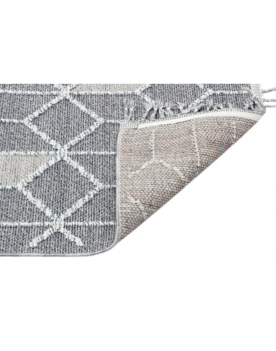 Soho Sh 03 Grey Hav Vermeyen Özel Ipler Ile Üretilen Etnik Örgü Desenlere Sahip Makine Halısı