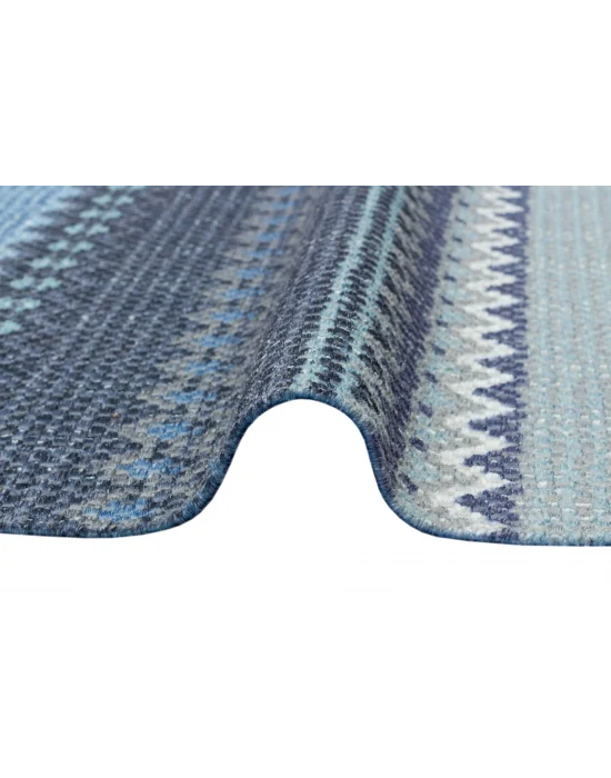 BODRUM KILIM 0121 Renkli Çift Taraflı Yıkanabilir Saçaklı Baskı Kilim