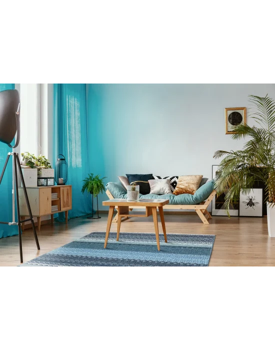 BODRUM KILIM 0121 Renkli Çift Taraflı Yıkanabilir Saçaklı Baskı Kilim