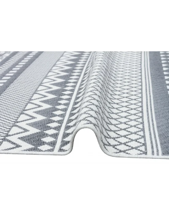 Arya Ar 07 Grey %100 Geri Dönüşümlü Pamuktan Çift Taraflı Yıkanabilir Modern Dekoratif Kilim