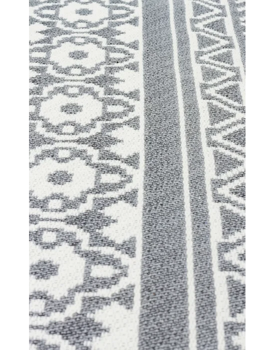 Arya Ar 07 Grey %100 Geri Dönüşümlü Pamuktan Çift Taraflı Yıkanabilir Modern Dekoratif Kilim