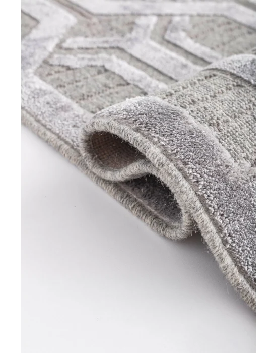 ZENITH HALI 0053 Yüksek Alçak Dokulu Naturel Yün ve Viskon Modern Dokuma Halı