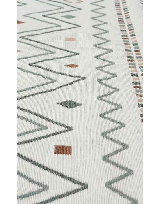 Arya Ar 05 Beige Blue %100 Geri Dönüşümlü Pamuktan Çift Taraflı Yıkanabilir Modern Dekoratif Kilim