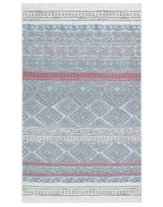 Arya Ar 04 Pink Aqua %100 Geri Dönüşümlü Pamuktan Çift Taraflı Yıkanabilir Modern Dekoratif Kilim