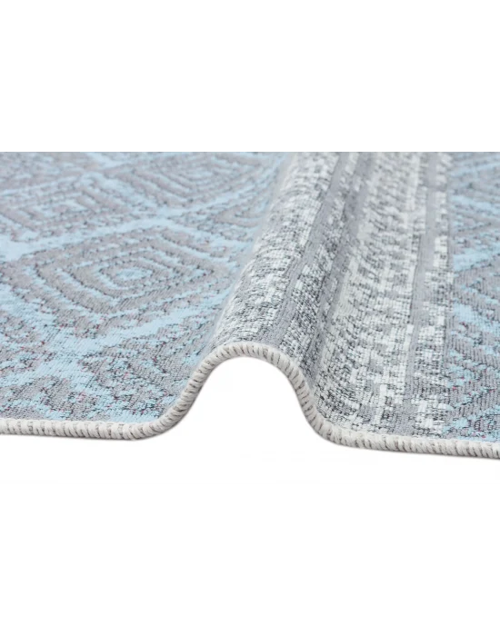 Arya Ar 04 Pink Aqua %100 Geri Dönüşümlü Pamuktan Çift Taraflı Yıkanabilir Modern Dekoratif Kilim