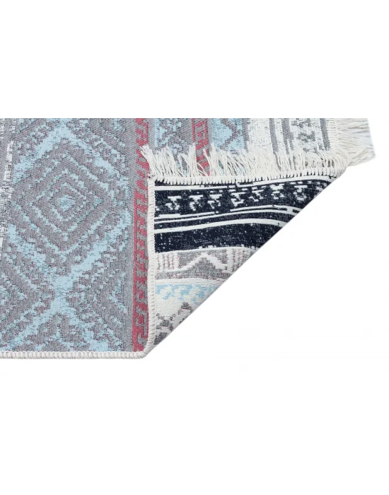 Arya Ar 04 Pink Aqua %100 Geri Dönüşümlü Pamuktan Çift Taraflı Yıkanabilir Modern Dekoratif Kilim
