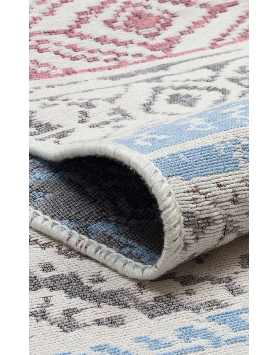 Arya Ar 04 Pink Aqua %100 Geri Dönüşümlü Pamuktan Çift Taraflı Yıkanabilir Modern Dekoratif Kilim