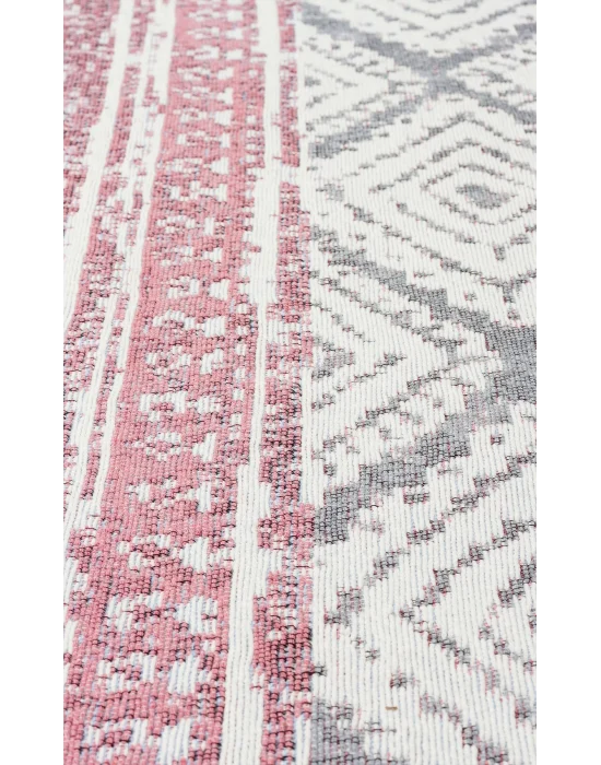 Arya Ar 04 Pink Aqua %100 Geri Dönüşümlü Pamuktan Çift Taraflı Yıkanabilir Modern Dekoratif Kilim