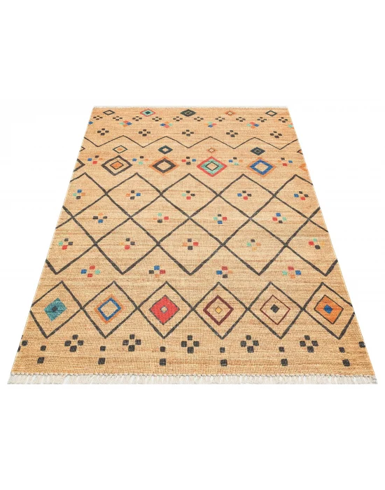 Asos As 07 Multy Jüt Hasır Görünümlü Hav Toz Vermeyen Çift Taraflı Kullanılabilen Yıkanabilir Kilim