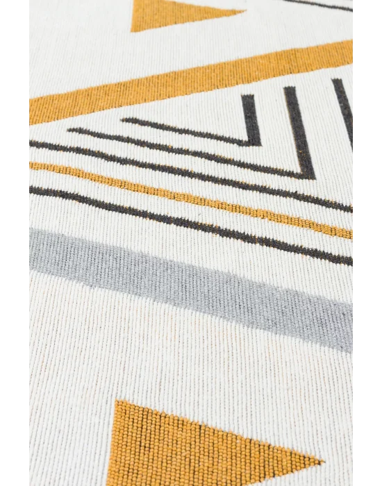 Arya Ar 18 Yellow Grey %100 Geri Dönüşümlü Pamuktan Çift Taraflı Yıkanabilir Modern Dekoratif Kilim