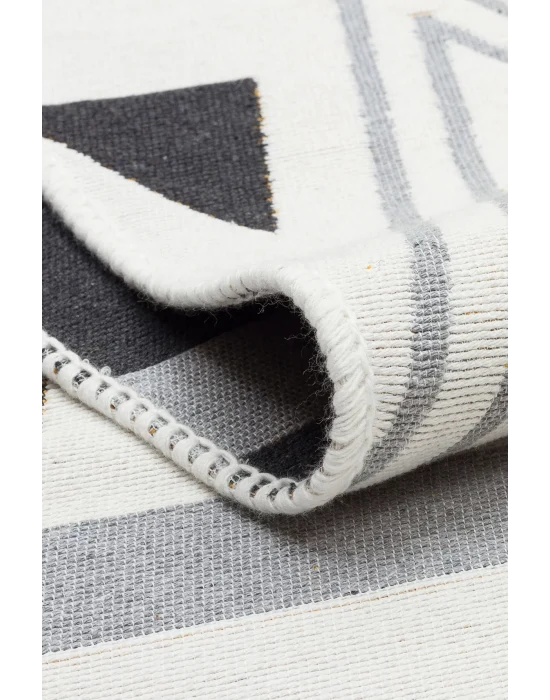 Arya Ar 18 Yellow Grey %100 Geri Dönüşümlü Pamuktan Çift Taraflı Yıkanabilir Modern Dekoratif Kilim