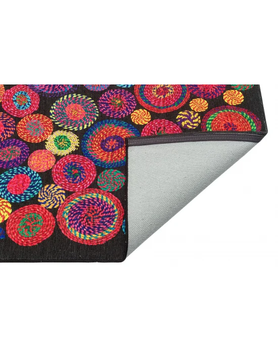 LUNA NEW HALI 0052 Otantik Geleneksel Desenli Yıkanabilir Renkli Baskı Kilim