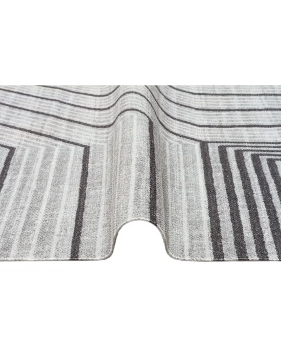 Asos As 05 Grey Jüt Hasır Görünümlü Hav Toz Vermeyen Çift Taraflı Kullanılabilen Yıkanabilir Kilim