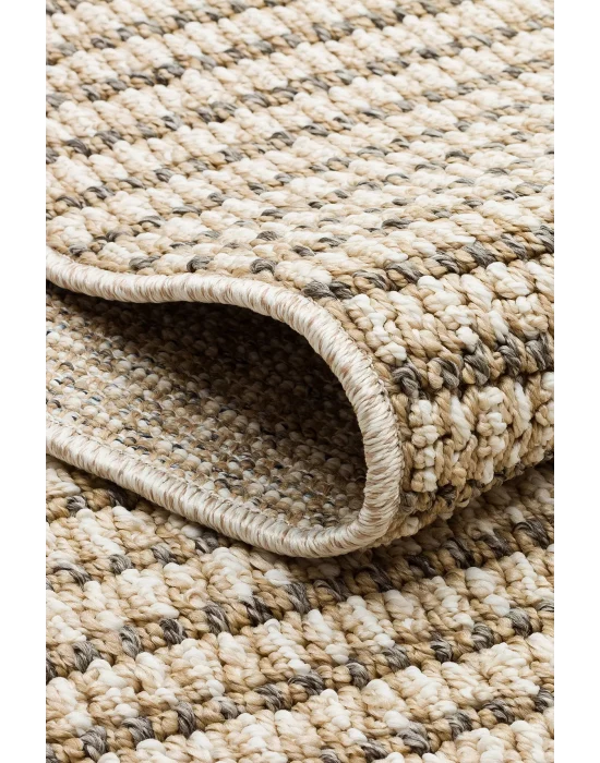 Soho Sh 17 Beige Ivory Hav Vermeyen Özel Ipler Ile Üretilen Etnik Örgü Desenlere Sahip Makine Halısı