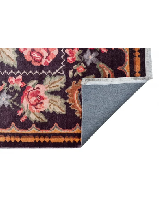 Antique ATK 02 Black Yıkanabilir Modern Ve Etnik Desenli Kaymaz Tabanlı Makine Halısı