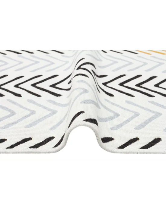 Arya Ar 19 White Black %100 Geri Dönüşümlü Pamuktan Çift Taraflı Yıkanabilir Modern Dekoratif Kilim