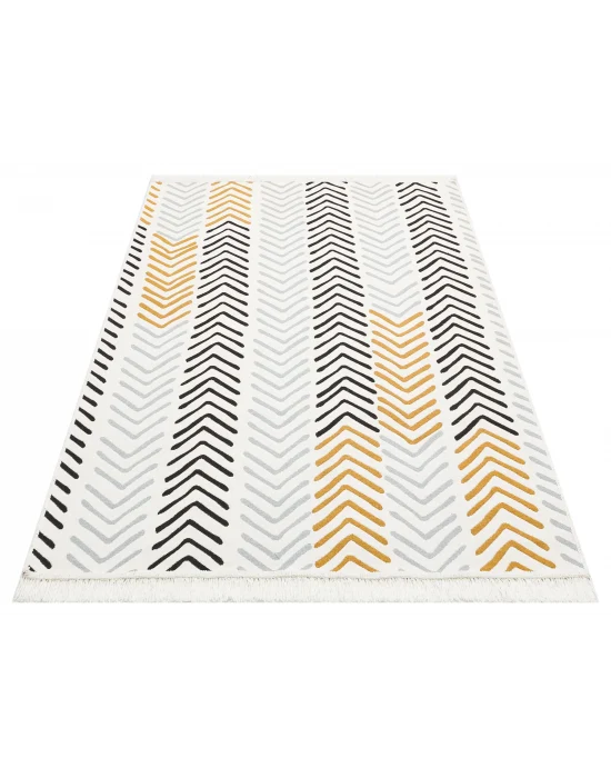 Arya Ar 19 White Black %100 Geri Dönüşümlü Pamuktan Çift Taraflı Yıkanabilir Modern Dekoratif Kilim