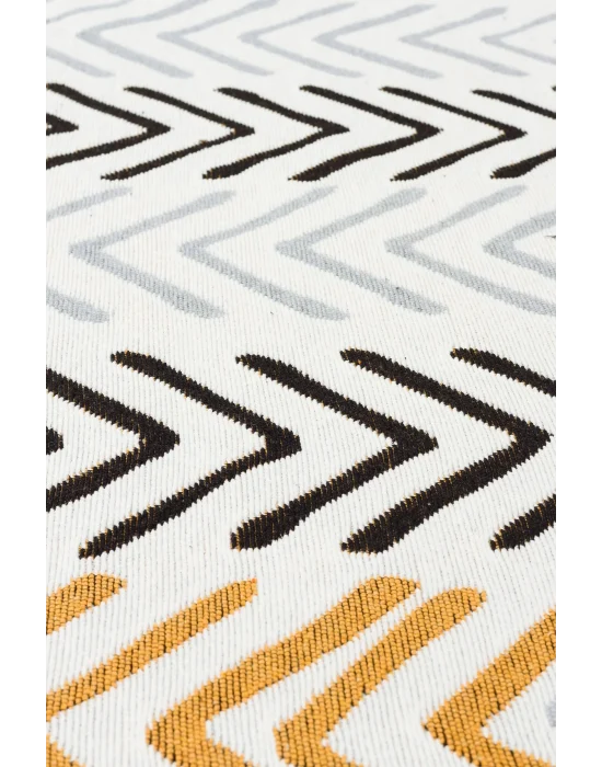 Arya Ar 19 White Black %100 Geri Dönüşümlü Pamuktan Çift Taraflı Yıkanabilir Modern Dekoratif Kilim