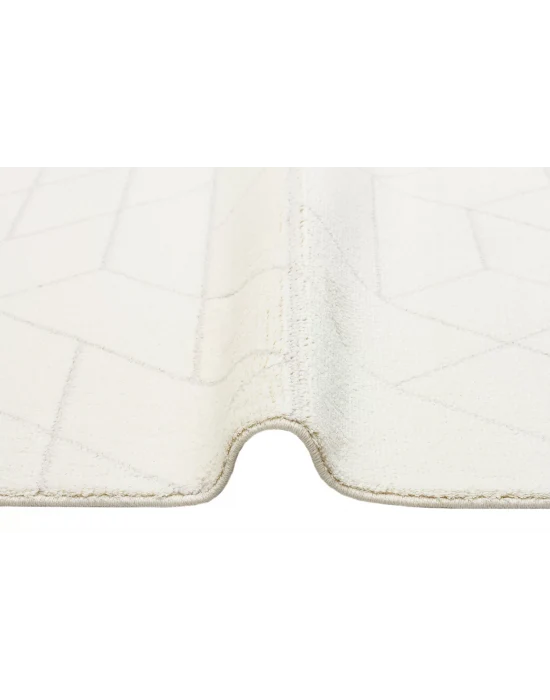 Urban 03 White Etnik Desenlere Sahip Hav Toz Vermez Yumuşak Dokulu Modern Halı