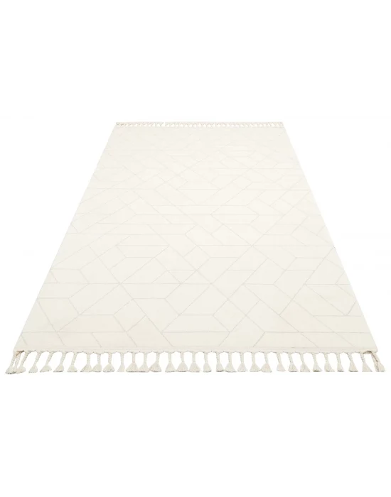 Urban 03 White Etnik Desenlere Sahip Hav Toz Vermez Yumuşak Dokulu Modern Halı