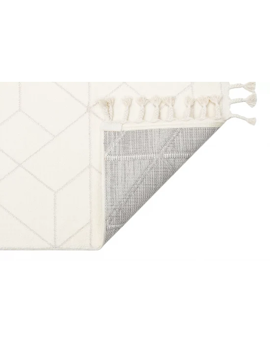 Urban 03 White Etnik Desenlere Sahip Hav Toz Vermez Yumuşak Dokulu Modern Halı