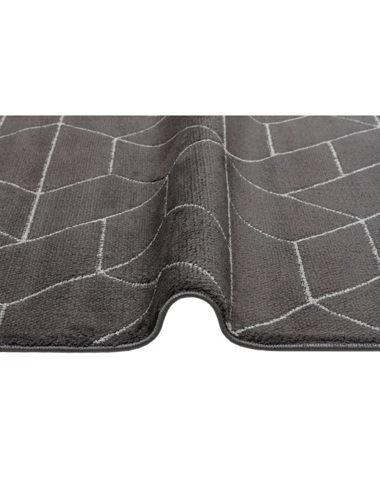 Urban 03 Black Grey Etnik Desenlere Sahip Hav Toz Vermez Yumuşak Dokulu Modern Halı