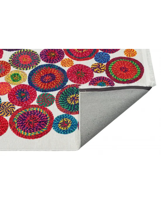 LUNA NEW HALI 0055 Otantik Geleneksel Desenli Yıkanabilir Renkli Baskı Kilim
