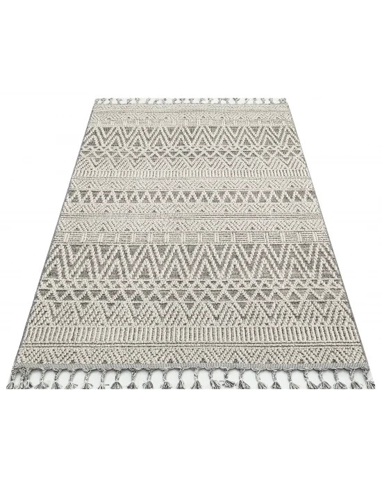 Soho Sh 14 Grey Hav Vermeyen Özel Ipler Ile Üretilen Etnik Örgü Desenlere Sahip Makine Halısı