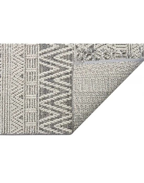 Soho Sh 14 Grey Hav Vermeyen Özel Ipler Ile Üretilen Etnik Örgü Desenlere Sahip Makine Halısı