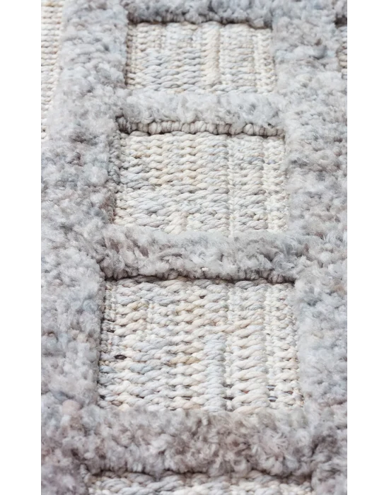 MALIBU HALI 0001 Hav Toz Vermez Yumuşak Dokulu Etnik Örgü Desenlere Sahip Modern İskandinav Halı