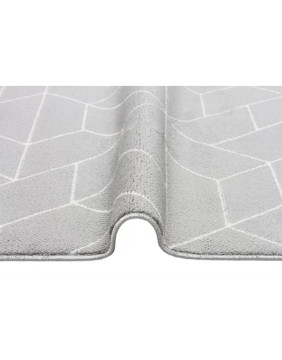 Urban 03 Grey White Etnik Desenlere Sahip Hav Toz Vermez Yumuşak Dokulu Modern Halı