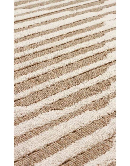 ZENITH HALI 0244 Yüksek Alçak Dokulu Naturel Yün ve Viskon Modern Dokuma Halı