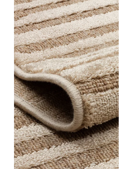 ZENITH HALI 0244 Yüksek Alçak Dokulu Naturel Yün ve Viskon Modern Dokuma Halı