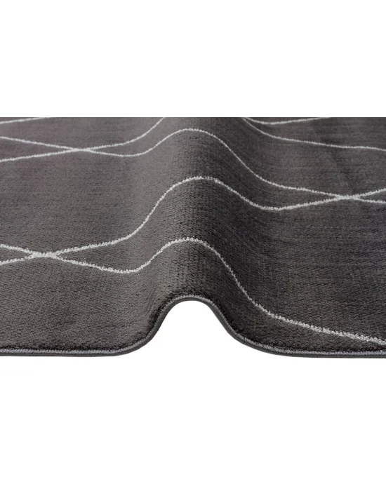 Urban 02 Black Grey Etnik Desenlere Sahip Hav Toz Vermez Yumuşak Dokulu Modern Halı