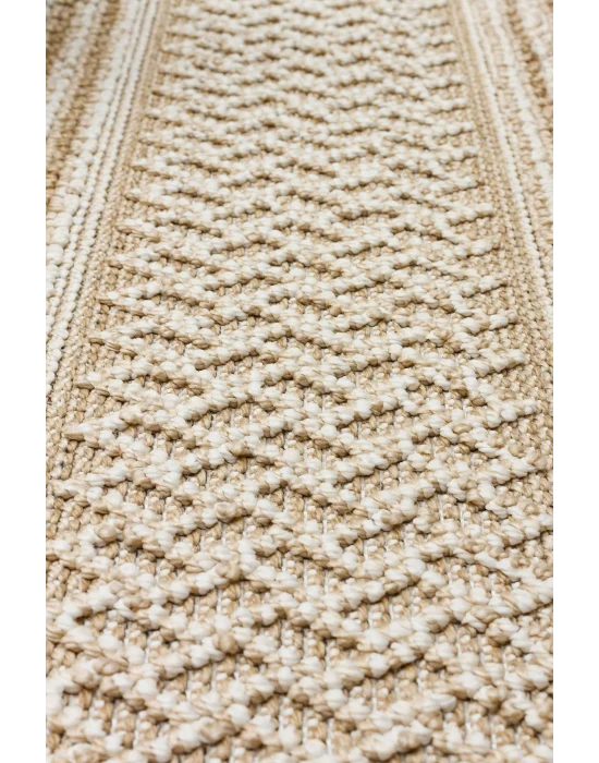 Soho Sh 05 Beige Hav Vermeyen Özel Ipler Ile Üretilen Etnik Örgü Desenlere Sahip Makine Halısı