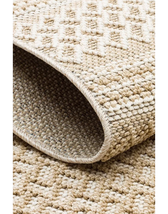 Soho Sh 05 Beige Hav Vermeyen Özel Ipler Ile Üretilen Etnik Örgü Desenlere Sahip Makine Halısı