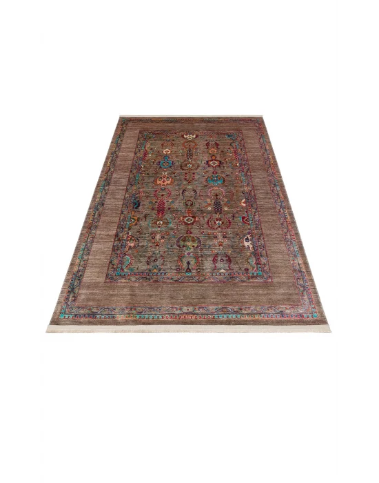 Antique ATK 07 Olive Yıkanabilir Modern Ve Etnik Desenli Kaymaz Tabanlı Makine Halısı