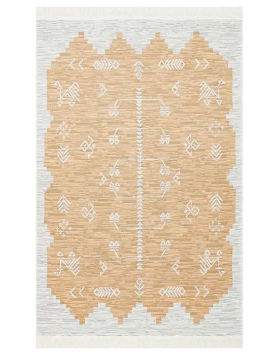 Arya Ar 23 Yellow %100 Geri Dönüşümlü Pamuktan Çift Taraflı Yıkanabilir Modern Dekoratif Kilim