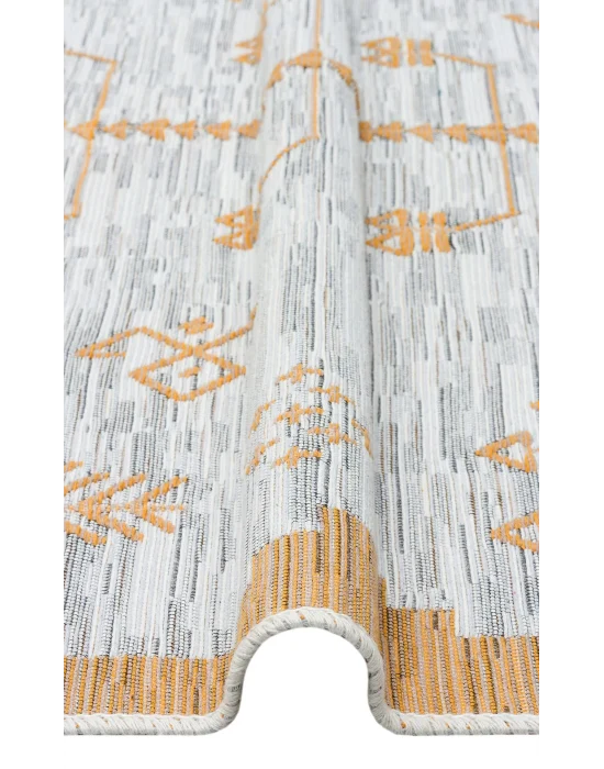 Arya Ar 23 Yellow %100 Geri Dönüşümlü Pamuktan Çift Taraflı Yıkanabilir Modern Dekoratif Kilim