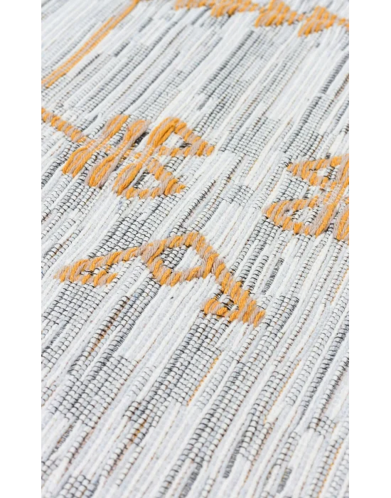 Arya Ar 23 Yellow %100 Geri Dönüşümlü Pamuktan Çift Taraflı Yıkanabilir Modern Dekoratif Kilim