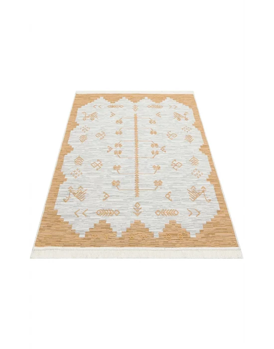 Arya Ar 23 Yellow %100 Geri Dönüşümlü Pamuktan Çift Taraflı Yıkanabilir Modern Dekoratif Kilim