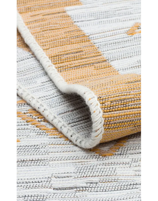 Arya Ar 23 Yellow %100 Geri Dönüşümlü Pamuktan Çift Taraflı Yıkanabilir Modern Dekoratif Kilim