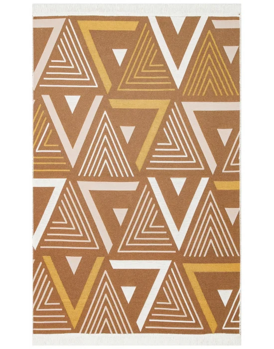 Arya Ar 18 Beige Yellow %100 Geri Dönüşümlü Pamuktan Çift Taraflı Yıkanabilir Modern Dekoratif Kilim