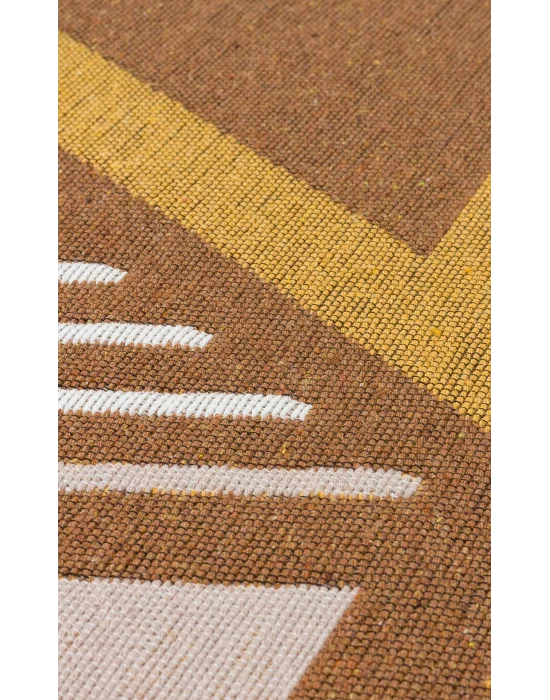 Arya Ar 18 Beige Yellow %100 Geri Dönüşümlü Pamuktan Çift Taraflı Yıkanabilir Modern Dekoratif Kilim