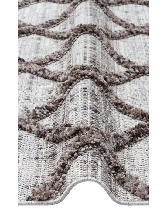 MALIBU HALI 0046 Hav Toz Vermez Yumuşak Dokulu Etnik Örgü Desenlere Sahip Modern İskandinav Halı