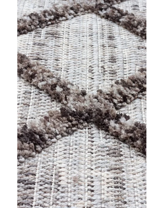 MALIBU HALI 0046 Hav Toz Vermez Yumuşak Dokulu Etnik Örgü Desenlere Sahip Modern İskandinav Halı