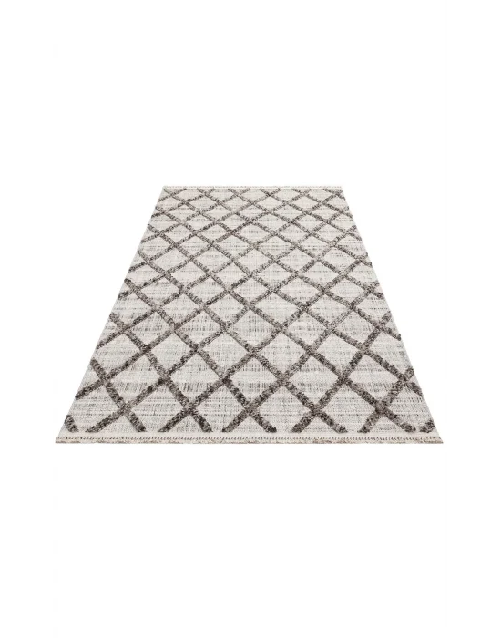 MALIBU HALI 0046 Hav Toz Vermez Yumuşak Dokulu Etnik Örgü Desenlere Sahip Modern İskandinav Halı