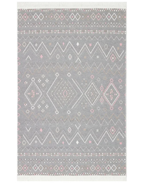 Arya Ar 05 Beige Pink %100 Geri Dönüşümlü Pamuktan Çift Taraflı Yıkanabilir Modern Dekoratif Kilim
