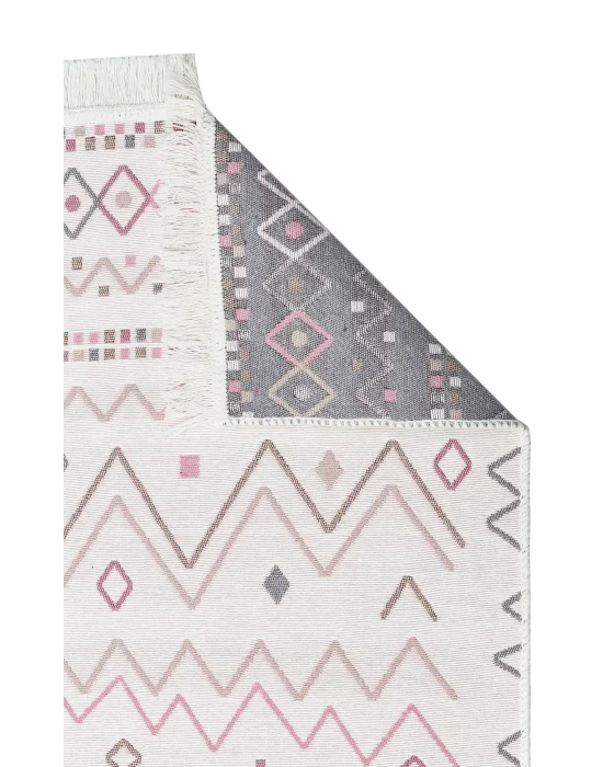 Arya Ar 05 Beige Pink %100 Geri Dönüşümlü Pamuktan Çift Taraflı Yıkanabilir Modern Dekoratif Kilim